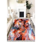 Motto Hali Floral Cotton Şönil Kaymaz Tabanlı Yıkanabilir Antibakteriyel Dijital Baskı Halı Yolluk, FL-2084A-CTN-160X230
