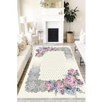 Motto Hali Floral Cotton Şönil Kaymaz Tabanlı Yıkanabilir Antibakteriyel Dijital Baskı Halı Yolluk, FL-2132A-CTN-120X180
