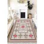 Motto Hali Floral Eko Punto Kaymaz Tabanlı Yıkanabilir Antibakteriyel Dijital Baskı Halı Yolluk, FL-2063A-EKOPNT-160X350