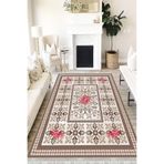 Motto Hali Floral Eko Punto Kaymaz Tabanlı Yıkanabilir Antibakteriyel Dijital Baskı Halı Yolluk, FL-2063A-EKOPNT-80X300