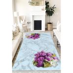 Motto Hali Floral Eko Punto Kaymaz Tabanlı Yıkanabilir Antibakteriyel Dijital Baskı Halı Yolluk, FL-2065B-EKOPNT-80X300