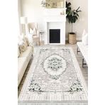 Motto Hali Floral Eko Punto Kaymaz Tabanlı Yıkanabilir Antibakteriyel Dijital Baskı Halı Yolluk, FL-2123B-EKOPNT-80X300