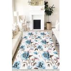 Motto Hali Floral Eko Punto Kaymaz Tabanlı Yıkanabilir Antibakteriyel Dijital Baskı Halı Yolluk, FL-2193B-EKOPNT-80X300