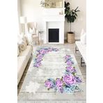 Motto Hali Floral Perla Soft Kaymaz Tabanlı Yıkanabilir Antibakteriyel Dijital Baskı Halı Yolluk, FL-2131A-PRL-120X180