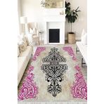 Motto Hali Klasik Verona Kaymaz Deri Tabanlı Yıkanabilir Antibakteriyel Dijital Baskı Klasik Halı Yolluk, KS-3099B-VRN-160X230