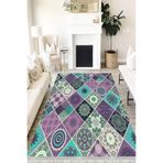 Motto Hali Patchwork Cotton Şönil Kaymaz Tabanlı Yıkanabilir Antibakteriyel Dijital Baskı Patchwork Halı Yolluk, PW-8041A-CTN-160X230