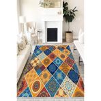 Motto Hali Patchwork Cotton Şönil Kaymaz Tabanlı Yıkanabilir Antibakteriyel Dijital Baskı Patchwork Halı Yolluk, PW-8041B-CTN-80X300