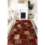 Motto Hali Patchwork Eko Punto Kaymaz Tabanlı Yıkanabilir Antibakteriyel Dijital Baskı Patchwork Halı Yolluk, PW-8006A-EKOPNT-80X300