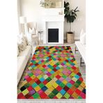 Motto Hali Patchwork Eko Punto Kaymaz Tabanlı Yıkanabilir Antibakteriyel Dijital Baskı Patchwork Halı Yolluk, PW-8018A-EKOPNT-80X300