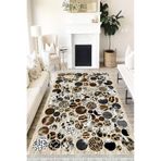 Motto Hali Patchwork Eko Punto Kaymaz Tabanlı Yıkanabilir Antibakteriyel Dijital Baskı Patchwork Halı Yolluk, PW-8052A-EKOPNT-80X300