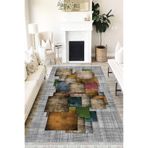 Motto Hali Patchwork Eko Punto Kaymaz Tabanlı Yıkanabilir Antibakteriyel Dijital Baskı Patchwork Halı Yolluk, PW-8077A-EKOPNT-120X180