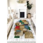Motto Hali Patchwork Eko Punto Kaymaz Tabanlı Yıkanabilir Antibakteriyel Dijital Baskı Patchwork Halı Yolluk, PW-8077B-EKOPNT-80X300