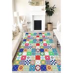 Motto Hali Patchwork Eko Punto Kaymaz Tabanlı Yıkanabilir Antibakteriyel Dijital Baskı Patchwork Halı Yolluk, PW-8091B-EKOPNT-80X300