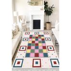 Motto Hali Patchwork Punto Kaymaz Dot Tabanlı Yıkanabilir Antibakteriyel Dijital Baskı Patchwork Halı Yolluk, PW-8033A-PNT-80X300