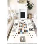 Motto Hali Patchwork Punto Kaymaz Dot Tabanlı Yıkanabilir Antibakteriyel Dijital Baskı Patchwork Halı Yolluk, PW-8033C-PNT-120X180