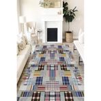 Motto Hali Patchwork Punto Kaymaz Dot Tabanlı Yıkanabilir Antibakteriyel Dijital Baskı Patchwork Halı Yolluk, PW-8085A-PNT-80X300