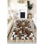 Motto Hali Patchwork Punto Kaymaz Dot Tabanlı Yıkanabilir Antibakteriyel Dijital Baskı Patchwork Halı Yolluk, PW-8089B-PNT-80X300