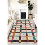 Motto Hali Patchwork Verona Kaymaz Deri Tabanlı Yıkanabilir Antibakteriyel Dijital Baskı Patchwork Halı Yolluk, PW-8084A-VRN-80X300