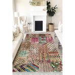 Motto Hali Patchwork Westa Kaymaz Tabanlı Yıkanabilir Antibakteriyel Dijital Baskı Patchwork Halı Kilim, PW-8044A-WST-80X350