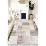 Motto Hali Patchwork Westa Kaymaz Tabanlı Yıkanabilir Antibakteriyel Dijital Baskı Patchwork Halı Kilim, PW-8054A-WST-120X250