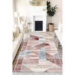Motto Hali Patchwork Westa Kaymaz Tabanlı Yıkanabilir Antibakteriyel Dijital Baskı Patchwork Halı Kilim, PW-8058A-WST-100X400