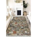 Motto Hali Stone Verona Kaymaz Deri Tabanlı Yıkanabilir Antibakteriyel Dijital Baskı Halı Yolluk, ST-1048A-VRN-80X200