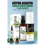 Motto Plus Professional Saç Pürüzsüzleştirici ve Düzleştirici 2'li Saç Bakım Seti (Köpük Keratin - Keratin & Biotin Serum) - Beyaz