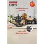 Motto Siyah Döküm 7 Parça Tencere Seti 3550
