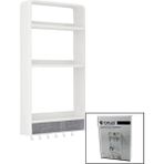 Motto Ticaret Beyaz Yapışkanlı Duvar Organizeri Plastik 3 RAF=14CM-19CM-30CM - 2 ÇEKMECE=40CM - 6 Askı 19 Par - Çok Renkli