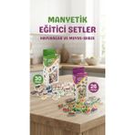 Motto Ticaret Eğitici Manyetik Hayvan ve Sebze Meyve Seti 56 Parça Magnet - Renkli
