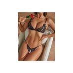 Motto10butik Bacio Fantezi Siyah Dantelli Seksi Sütyen Kilot Takım BC9705 Çok renkli-XS
