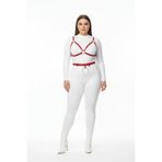 Motto10butik Büyük Beden Kırmızı Kadın Deri Harness Takım Halka Detaylı Sütyen Kemer Kombin - APFT65 Siyah-2XL/3XL