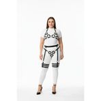 Motto10butik Büyük Beden Siyah Kadın Deri Görünümlü Harness Takım Jartiyerli O Siyah-L/XL