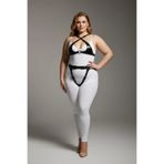 Motto10butik Büyük Beden Siyah Kadın Deri Harness Takım Jartiyer Detaylı - APFT1130 Kırmızı-2XL/3XL