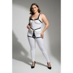 Motto10butik Büyük Beden Siyah Kadın Deri Harness Takım Zincir ve Halka Detaylı - APFT1384 Siyah-L/XL