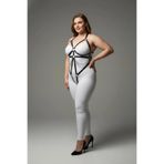 Motto10butik Büyük Beden Siyah Kadın Harness Takım Zincir ve Halka Detaylı Deri Fantezi Aksesuar - A Taba-2XL/3XL