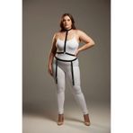 Motto10butik Büyük Beden Siyah Kadın Jartiyer Harness Boyun ve Bacak Detaylı Deri Aksesuar - APFT230 Kırmızı-L/XL