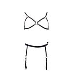 Motto10butik Deri Jartiyer Harness Takım - APFT228 Siyah-2XL/3XL