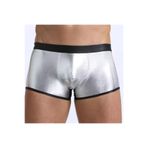 Motto10butik Fantezi Deri Görünümlü Gümüş Erkek Boxer Tanga BC4607 Çok Renkli-L