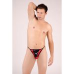 Motto10butik Fantezi Kırmızı Siyah Lame Erkek String - Tanga BC4585 Çok Renkli-XL