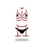 Motto10butik Kırmızı Harness Takım Boyunluklu Jartiyerli Metal Detaylı - APFT488 Kırmızı-2XL/3XL