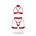 Motto10butik Kırmızı Harness Takım Deri Yüksek Yaka Gerdanlık Detaylı - APFT1378 Kırmızı-4XL-5XL