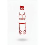 Motto10butik Kırmızı Harness Takım Kedi Maskeli Deri Jartiyer Seti - APFT780 Kırmızı-4XL-5XL