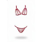 Motto10butik Kırmızı Harness Takım Metal Detaylı Bantlı Sütyen Külot - APFT555 Kırmızı-4XL-5XL