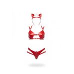 Motto10butik Kırmızı Harness Takım Suni Deri Zımbalı Bralet - APFT871 Kırmızı-4XL-5XL