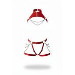 Motto10butik Kırmızı Jartiyer Harness Zincir Detaylı Deri Vücut Takımı - APFT1369 Taba-L/XL