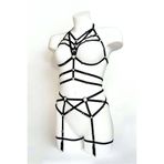 Motto10butik Seksi Jartiyer Harness Takım - APFT347 Beyaz-S/M