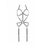 Motto10butik Siyah Body Harness Metal Halka Detaylı Ayarlanabilir Vücut Kemeri - APFT196 Siyah-L/XL
