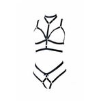 Motto10butik Siyah Harness Takım Choker Detaylı Bralet Külot Seti - APFT362 Taba-2XL/3XL