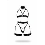 Motto10butik Siyah Harness Takım Deri Tokalı Gerdanlık Detaylı - APFT1378 Siyah-L/XL